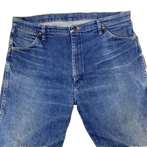 VTG Wrangler Cowboy Cut Jeans Mens 40x30 Blue Denim Cotton Whisker Fade Orig Fit